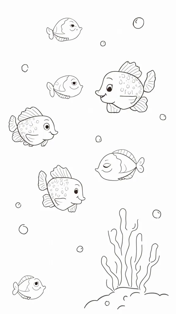 coloriage de poisson préscolaire